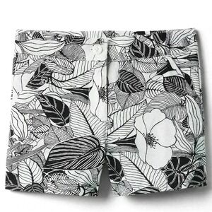 Janie and Jack Kids Girls Floral Print Shorts Size 7 Black White Cotton